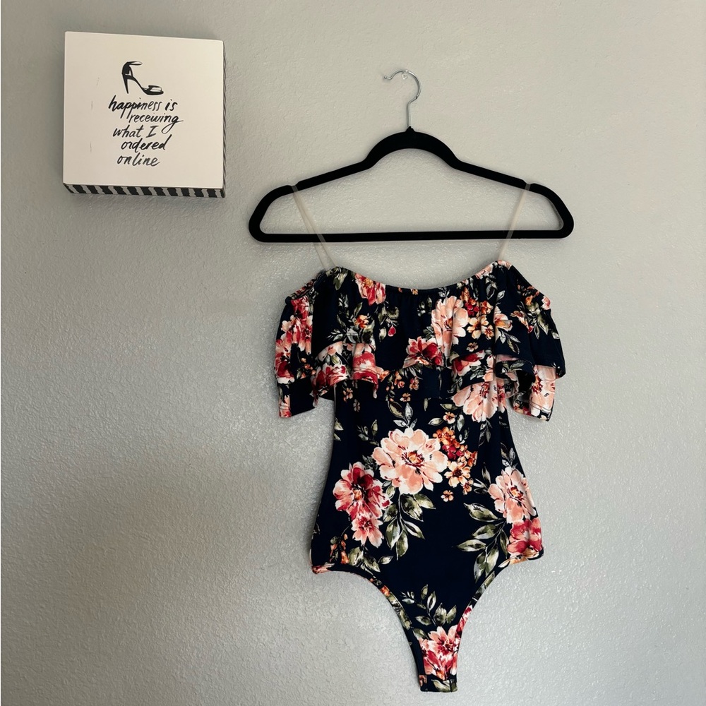 Women’s M Navy Floral Strapless Bodysuit